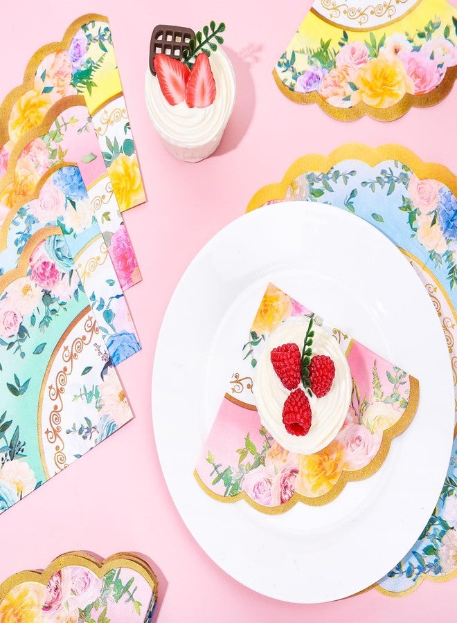 وولاين مجموعة مناديل حفلات الشاي من والين، 100 قطعة، بتصميم زهور عتيق وحواف مزخرفة، مناديل ورقية للاستخدام مرة واحدة، مثالية للعشاء والحلويات، وحفلات الزفاف، وحفلات استقبال المولود، وأعياد الميلاد، وحفلات الشاي، وتزيين الطاولات. - Image 3